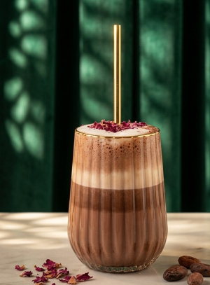 Latte Rose — Cacao, mléko, sušená růže, vanilka